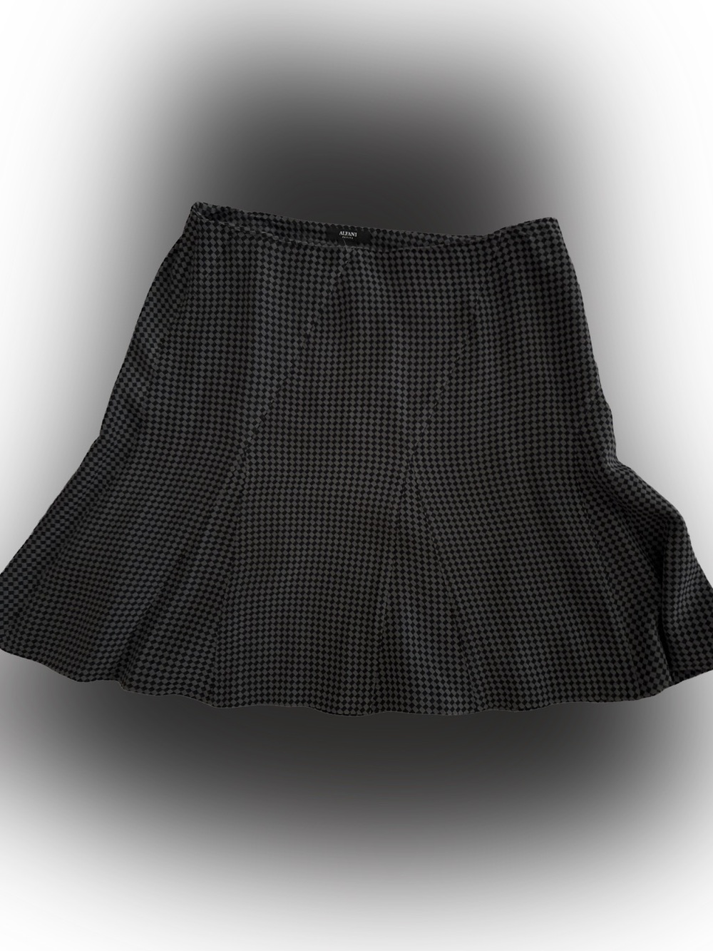 Alfani Black Checkered A-Line Skirt